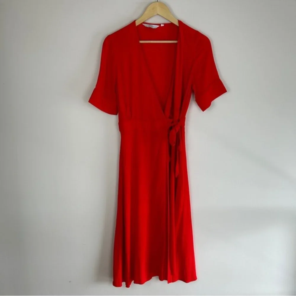 & Other Stories red wrap midi dress - Picture 2 of 7